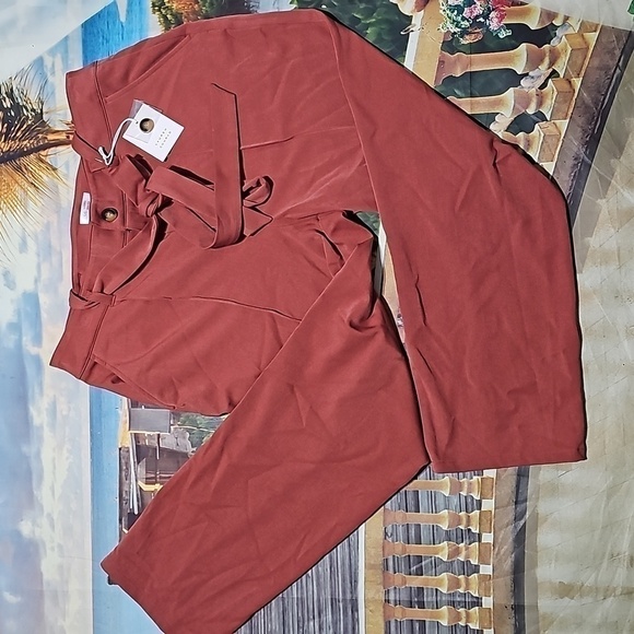 Lauren Conrad Pleated Tie Front Trousers Pants Size 16 NWT - Picture 2 of 6